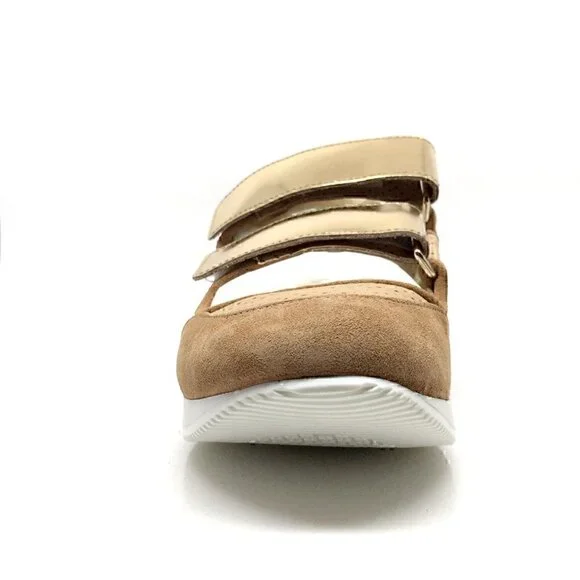 NEW MAX MARA Tan Suede  Leather Velcro Sneakers - Picture 7 of 13